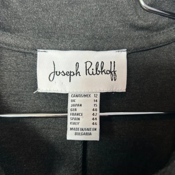 Joseph Ribkoff Military Coat, 3/4 length, Charcoal with red accents Size 12 - Picture 2 of 15